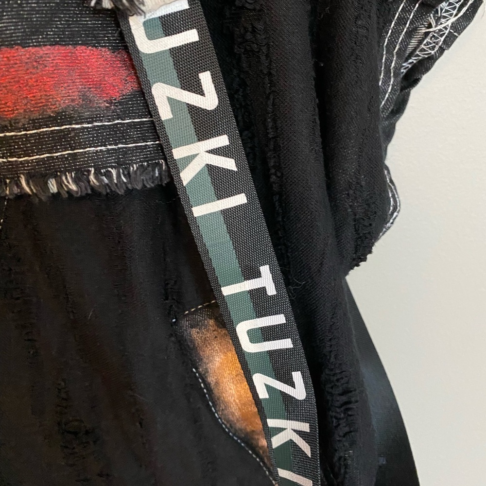 TUZKI Raw Edge Distressed Denim Top Black Jacket Vest - Picture 11 of 13